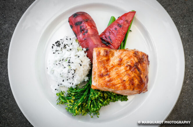 Cedar plank salmon at The Sandbar